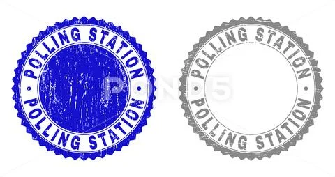 Grunge POLLING STATION Textured Stamp Seals Stock Illustration