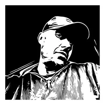 Grunge portrait of a guy on a white background Illustrazione stock