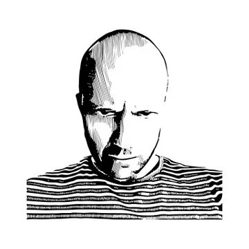 Grunge portrait of a guy on a white background 스톡 일러스트