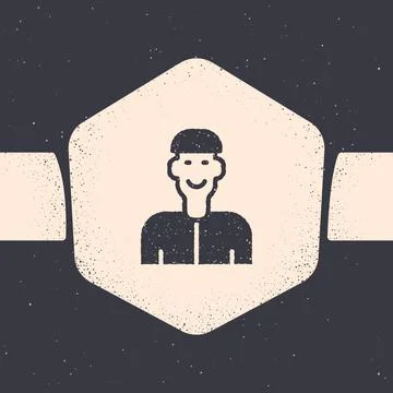 Grunge Positive thinking icon isolated on grey background. Monochrome vintage Illustrazione stock