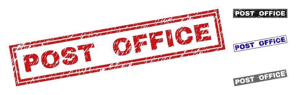 Grunge POST OFFICE Textured Rectangle Stamps Stock Illustration