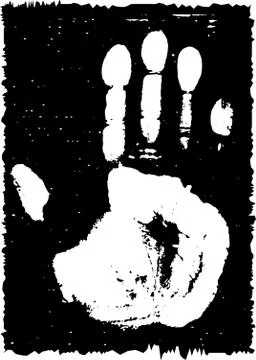 Grunge print from a palm. Stock Illustration