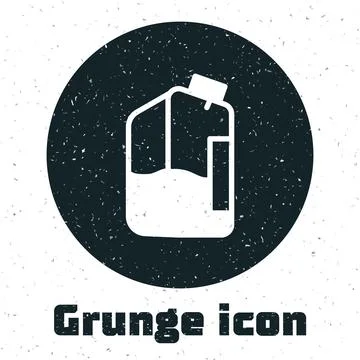 Grunge Printer ink bottle icon isolated on white background. Monochrome vintage Illustrazione stock