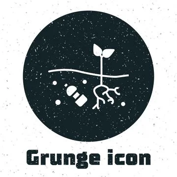 Grunge The problem of pollution of the planet icon isolated on white backgr.. Stock Illustration