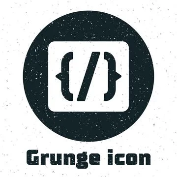 Grunge Programming language syntax icon isolated on white background. Syntax Stock Illustration