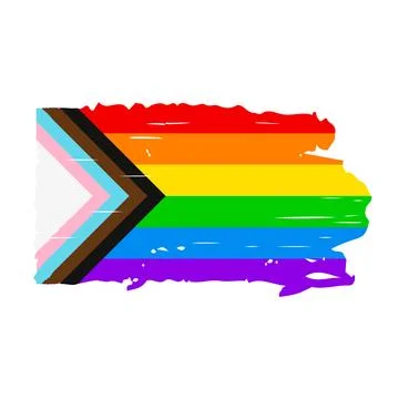 Grunge Progress Pride LGBT rainbow flag. LGBTQ community symbol.  Gay pride.. Illustrazione stock