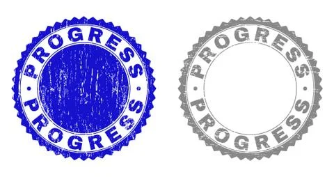 Grunge PROGRESS Textured Stamp Seals 스톡 일러스트