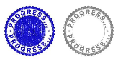 Grunge PROGRESS... Textured Stamps 스톡 일러스트