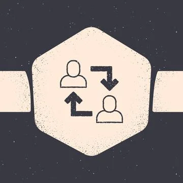 Grunge Project team base icon isolated on grey background. Business analysis and Stock Illustration
