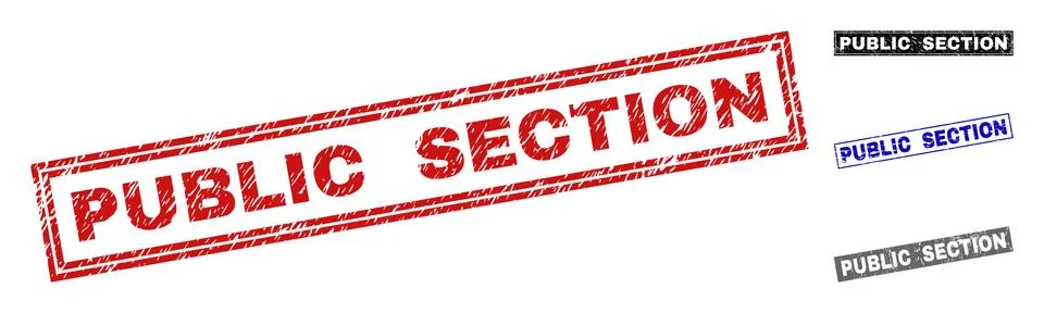 Grunge PUBLIC SECTION Textured Rectangle Watermarks Stock Illustration
