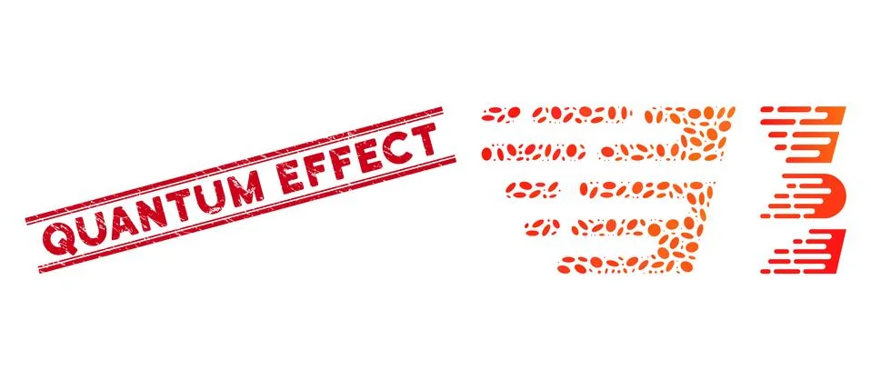 Grunge Quantum Effect Line Stamp with Collage Rush Effect Icon 库存插图