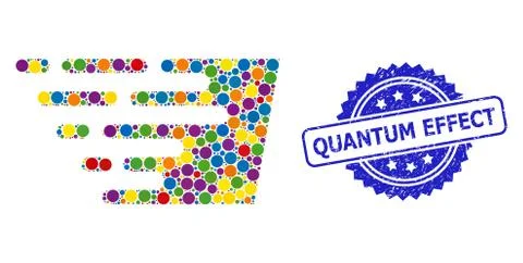 Grunge Quantum Effect Seal and Multicolored Mosaic Fast Effect Illustrazione stock