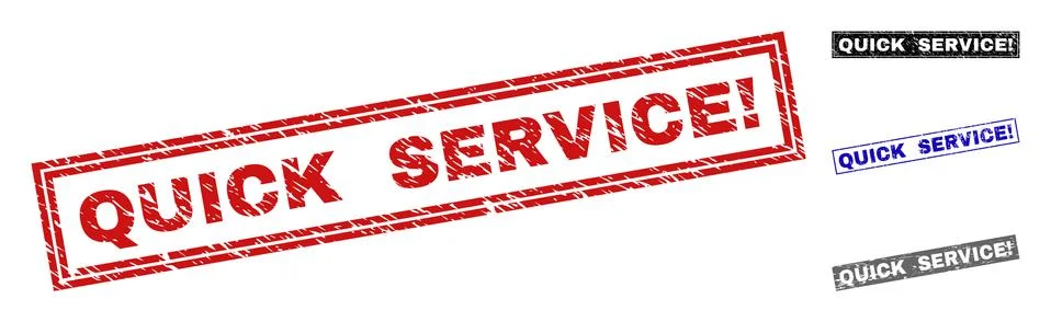 Grunge QUICK SERVICE! Textured Rectangle Stamps Stock Illustration