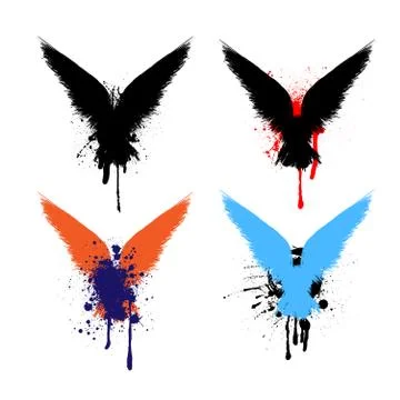 Grunge raven set Stock Illustration