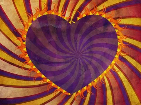 Grunge rays background with heart Stock Illustration