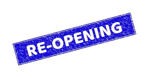 Grunge RE-OPENING Scratched Rectangle Stamp Seal Stock Illustration