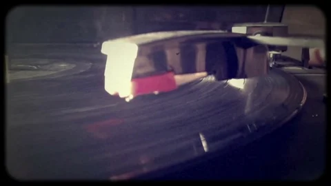 Grunge record player with needle hitting record Stock Footage 72302198