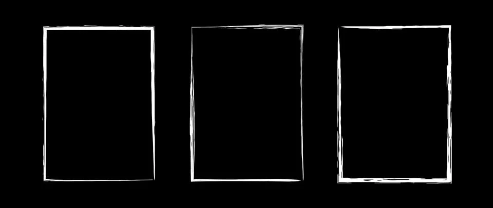 Grunge rectangle frame set. Different paint brushed border collection. Chalk or Illustrazione stock