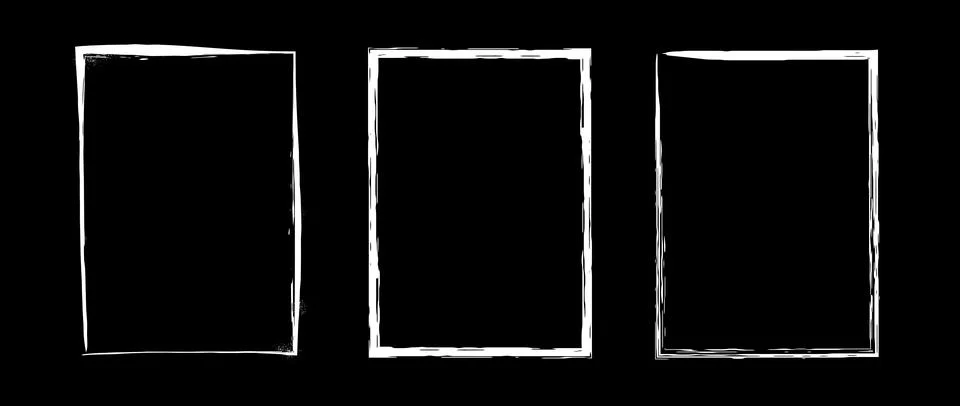 Grunge rectangle frame set. Different paint brushed border collection. Chalk or Stock-Illustration