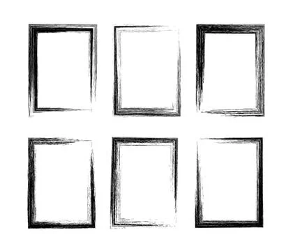 Grunge rectangular frames. Set of 6 different hand drawn rectangle borders. P Stock Illustration