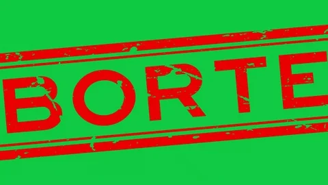 Grunge red aborted word square rubber seal stamp zoom out on green background Video stock 110714197