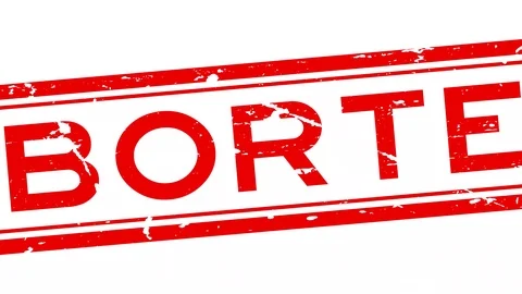 Grunge red aborted word square rubber seal stamp zoom out on white background Video stock 114621109