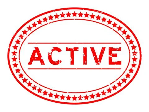 Grunge red active word oval rubber seal stamp on white background 스톡 일러스트