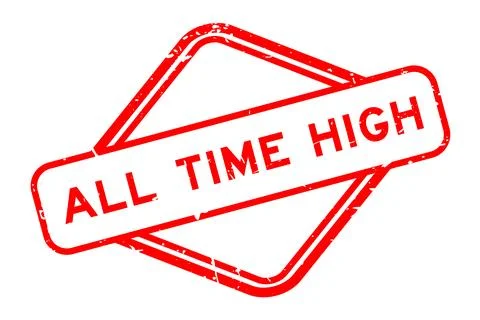 Grunge red all time high word rubber seal stamp on white background Ilustração Stock