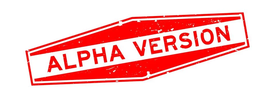 Grunge red alpha version word hexagon rubber seal stamp on white background イラスト素材