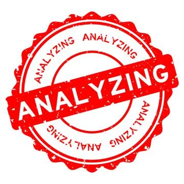 Grunge red analyzing word round rubber seal stamp on white background Stock Illustration