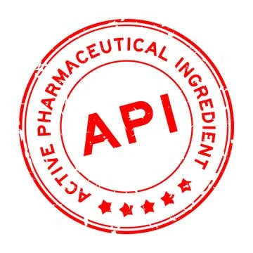 Grunge red API Active Pharmaceutical Ingredient word round rubber seal stam.. Stock Illustration