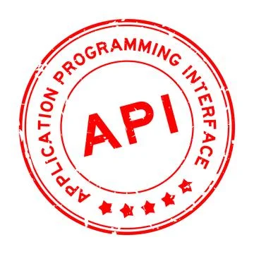 Grunge red API Application programming interface  word round rubber seal st.. Stock Illustration