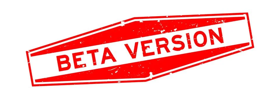 Grunge red beta version word hexagon rubber seal stamp on white background Illustrazione stock