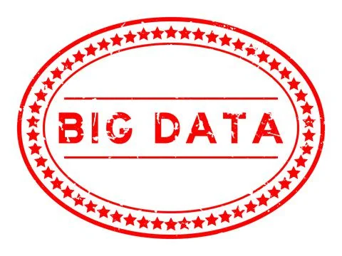 Grunge red big data word oval rubber seal stamp on white background Stock Illustration
