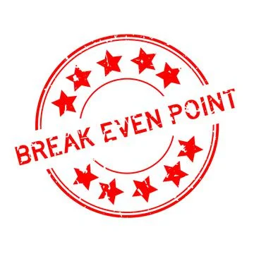 Grunge red break even point word with star icon round rubber seal stamp on wh Stock Illustration