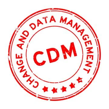 Grunge red CDM change and data management word round rubber seal stamp on w.. Stock Illustration