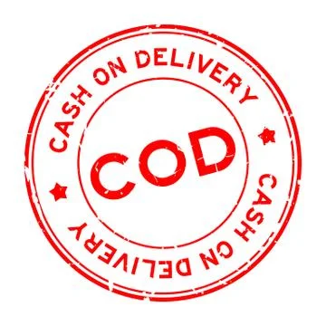 Grunge red cod (cash on delivery or cash on demand) word round rubber seal st Stock Illustration