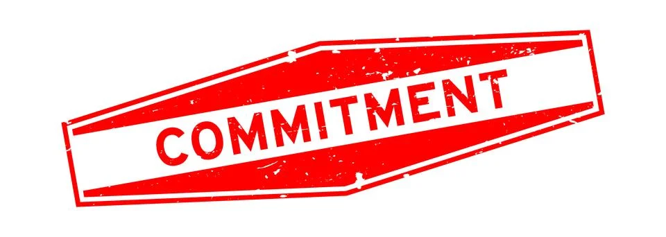 Grunge red commitment word hexagon rubber seal stamp on white background Stock Illustration