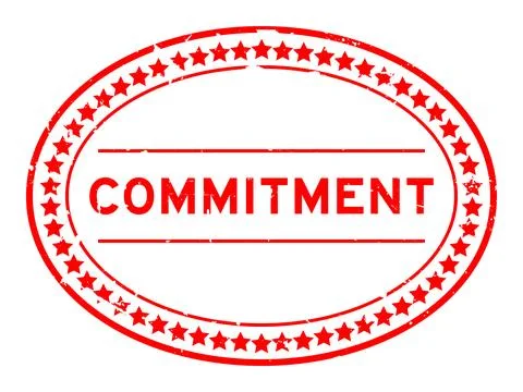 Grunge red commitment word oval rubber seal stamp on white background Stock Illustration