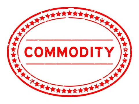 Grunge red commodity word oval rubber seal stamp on white background Stock Illustration