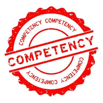 Grunge red competency word round rubber seal stamp on white background Stock Illustration