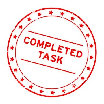 Grunge red completed task word round rubber seal stamp on white background Stock Illustration