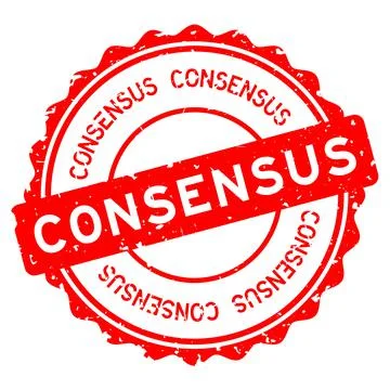 Grunge red consensus word round rubber seal stamp on white background Stock Illustration