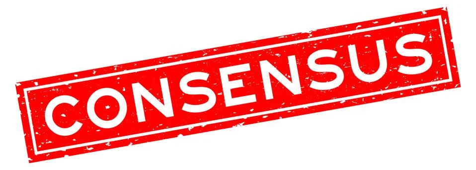 Grunge red consensus word square rubber seal stamp on white background Stock Illustration