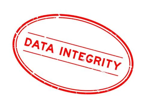 Grunge red data integrity word oval rubber seal stamp on white background Stock Illustration