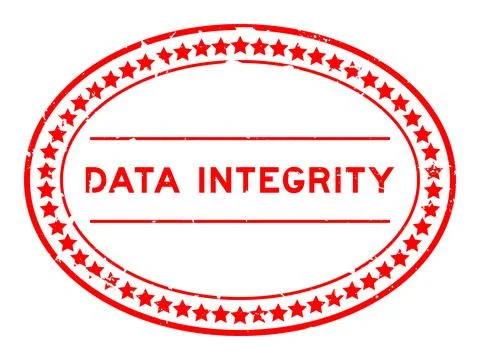 Grunge red data integrity word oval rubber seal stamp on white background Stock Illustration
