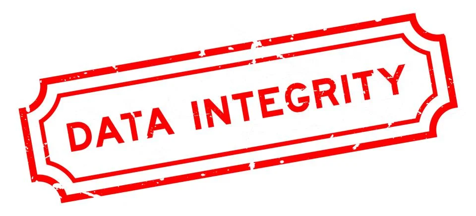 Grunge red data intergrity word rubber seal stamp on white background Illustrazione stock