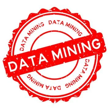 Grunge red data mining word round rubber seal stamp on white background 스톡 일러스트