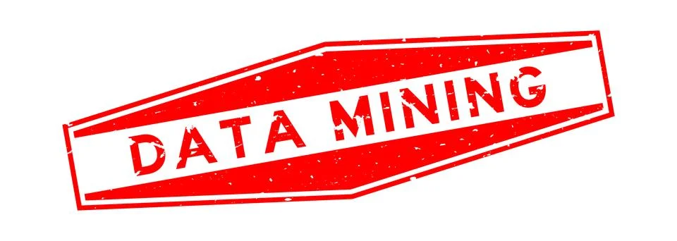 Grunge red data mining word hexagon rubber seal stamp on white background Stock Illustration
