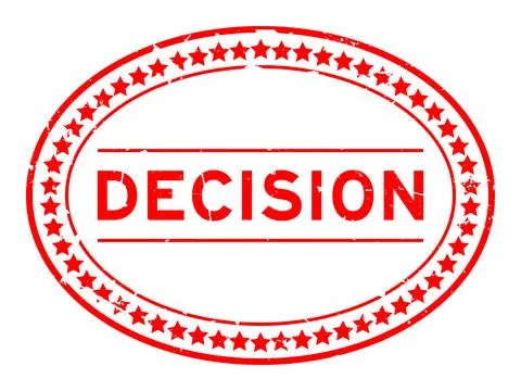 Grunge red decision word oval rubber seal stamp on white background Stockillustratie